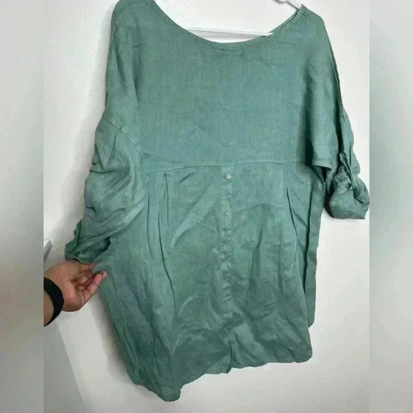 Terzo Millennio 100% Linen Blouse Size Small - Picture 4 of 6